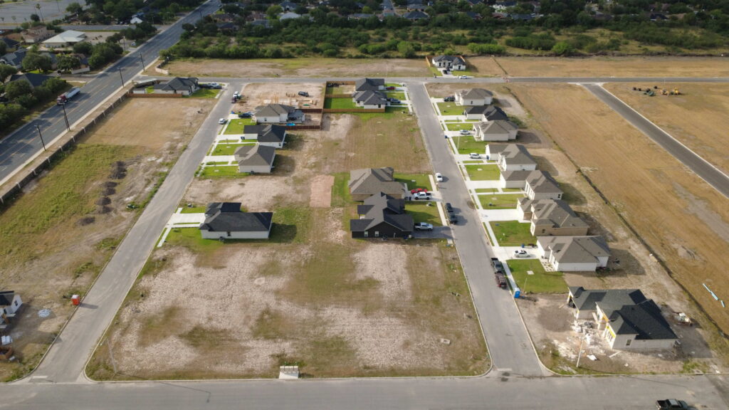aerial view of homes in Hacienda Olivia in Mercedes, TX