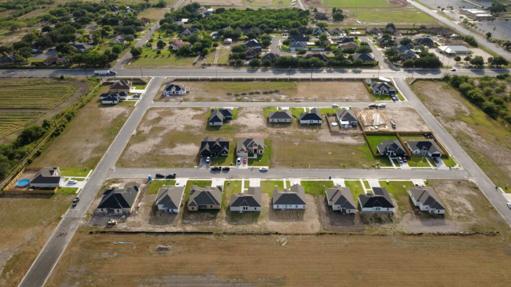 aerial view of homes in Hacienda Olivia in Mercedes, TX