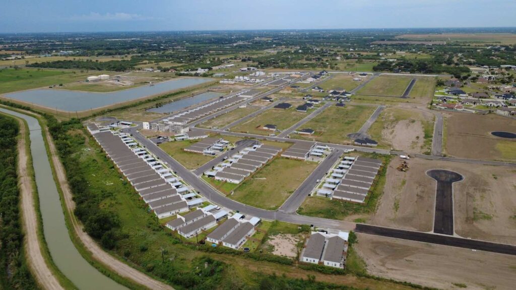 Aerial view of homes in the El Dorado Subdivision in Edinburg, Texas
