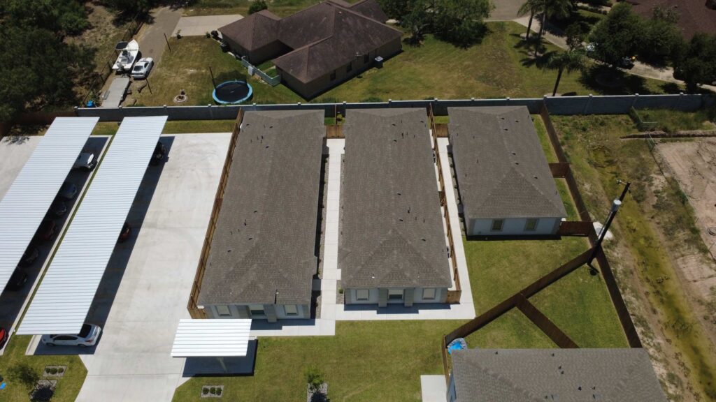 aerial overhead view of fourplexes in vida subdivision edinburg, tx