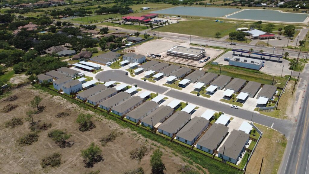 aerial view of fourplexes in vida subdivision edinburg, tx