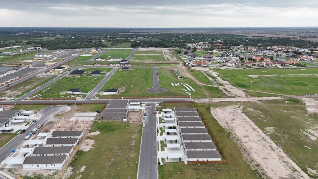 Aerial view of homes in the El Dorado Subdivision in Edinburg, Texas