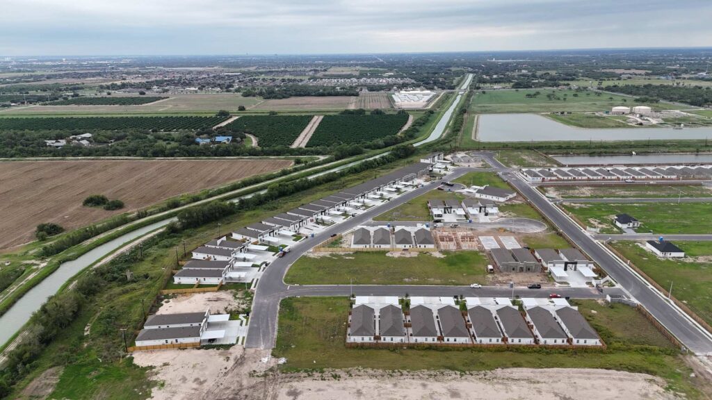 Aerial view of homes in the El Dorado Subdivision in Edinburg, Texas
