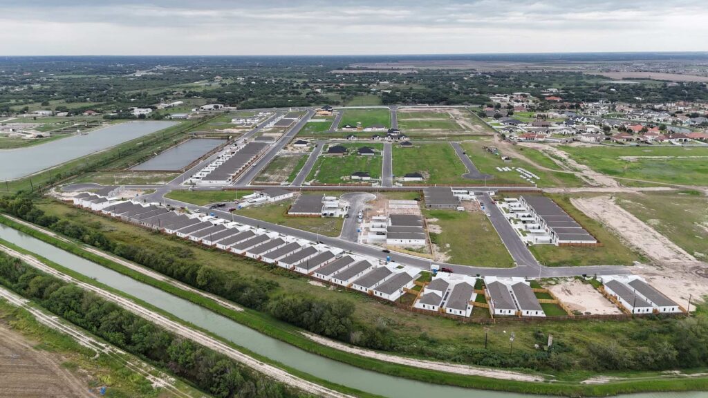 Aerial view of homes in the El Dorado Subdivision in Edinburg, Texas