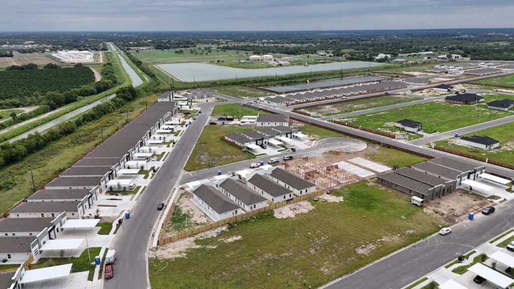 Aerial view of homes in the El Dorado Subdivision in Edinburg, Texas