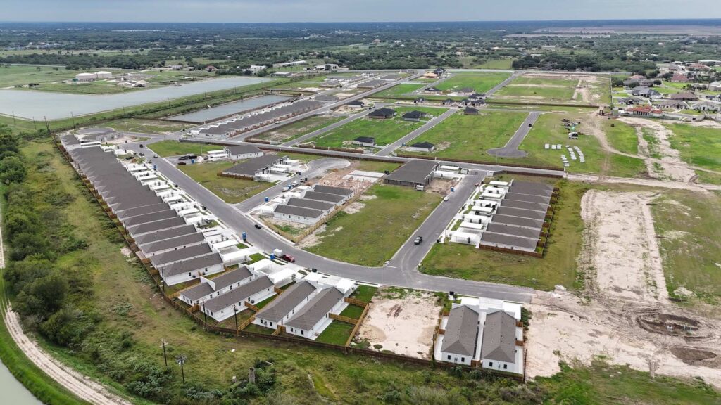 Aerial view of homes in the El Dorado Subdivision in Edinburg, Texas