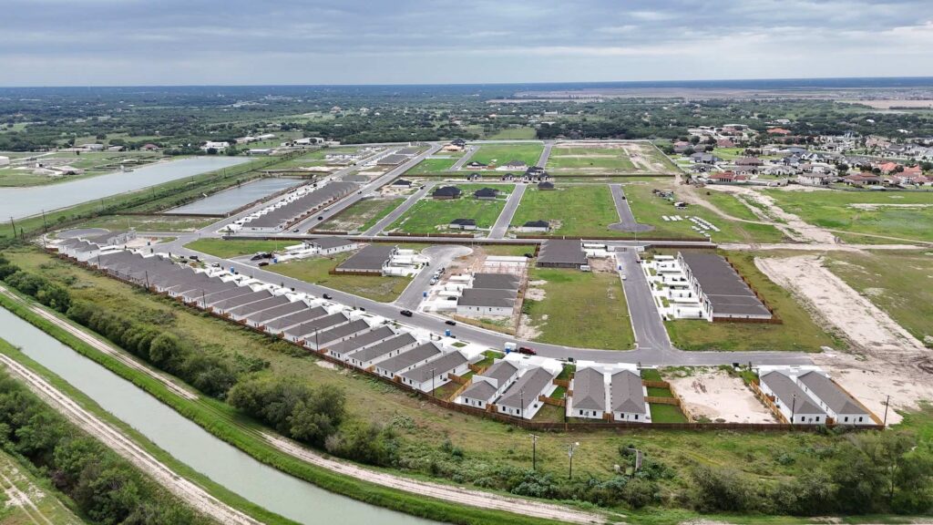 Aerial view of homes and land in the El Dorado Subdivision in Edinburg, Texas