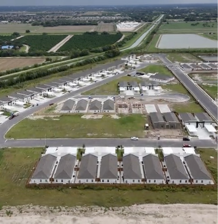 Aerial view of homes in the El Dorado Subdivision in Edinburg, Texas