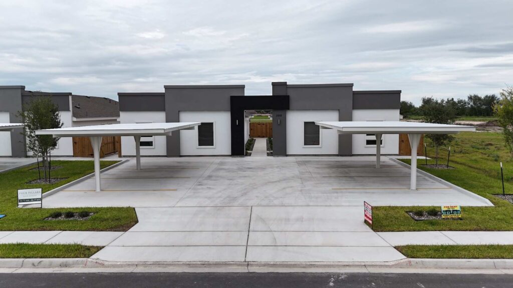 Front view of fourplex in the El Dorado Subdivision in Edinburg, Texas