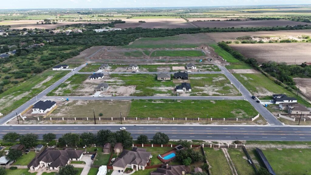 aerial view of homes in Hacienda Olivia in Mercedes, TX