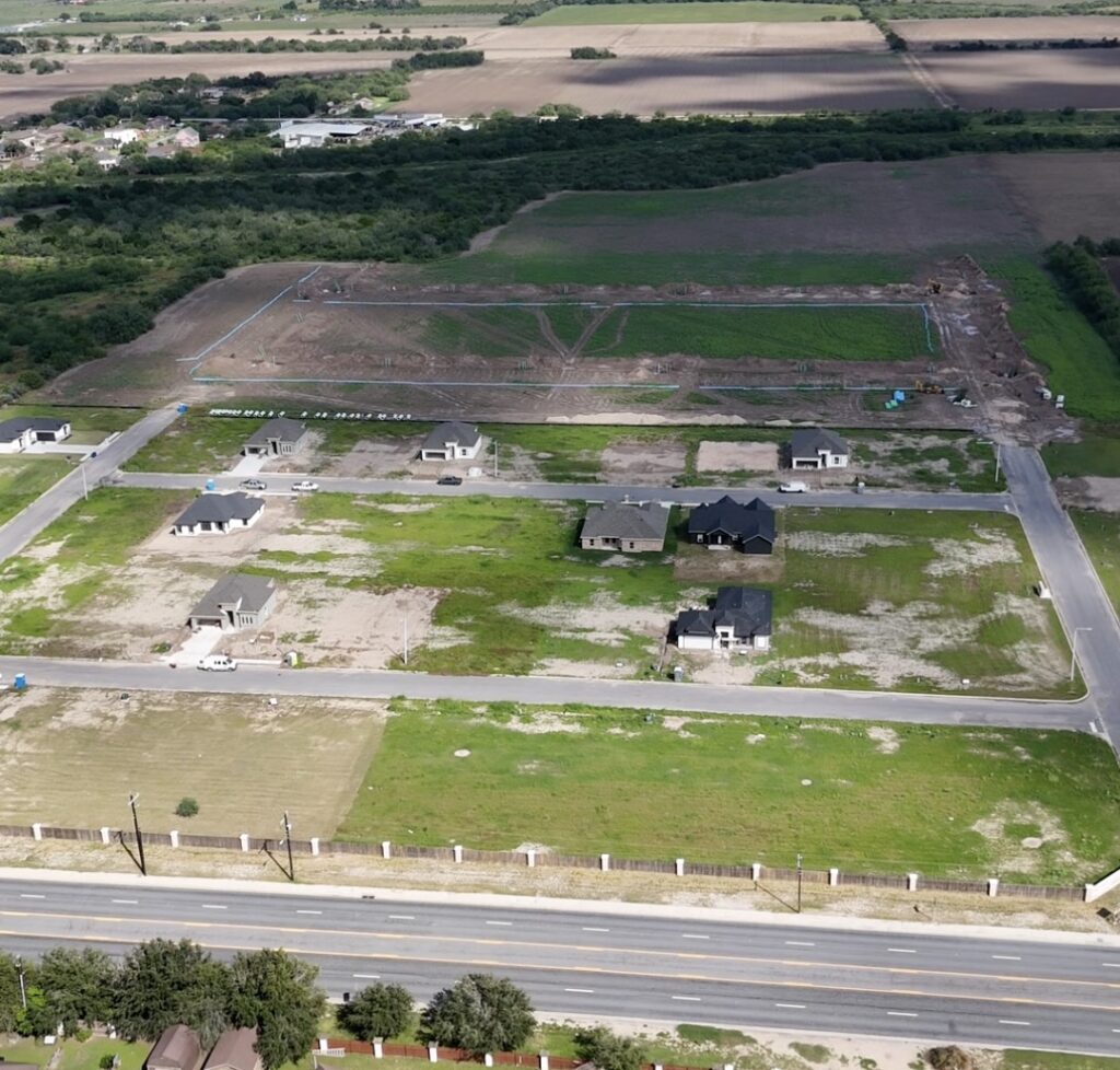 aerial view of homes in Hacienda Olivia in Mercedes, TX