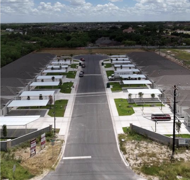 aerial view of fourplexes in vida subdivision edinburg, tx