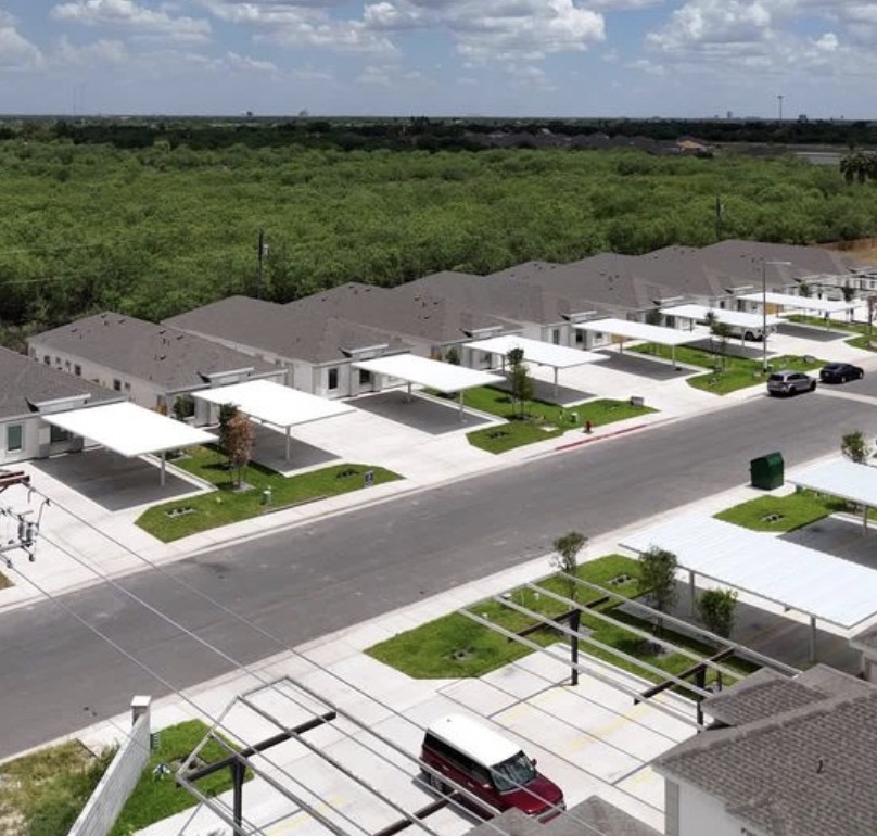 aerial view of fourplexes in vida subdivision edinburg, tx
