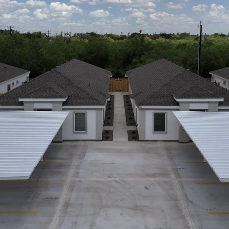 aerial view of fourplex in vida subdivision edinburg, tx