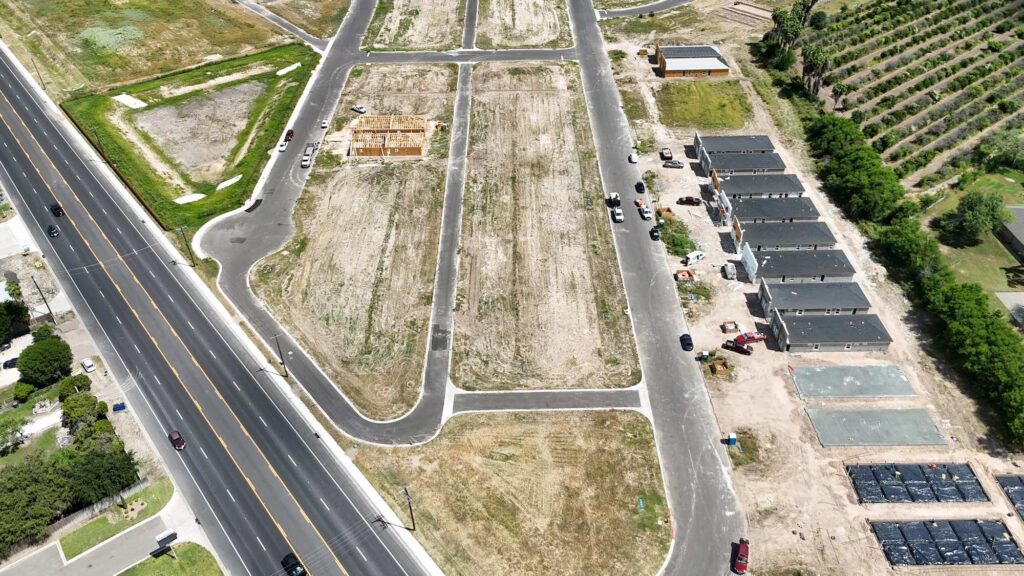 aerial view of land in the heights at alamo in alamo, tx