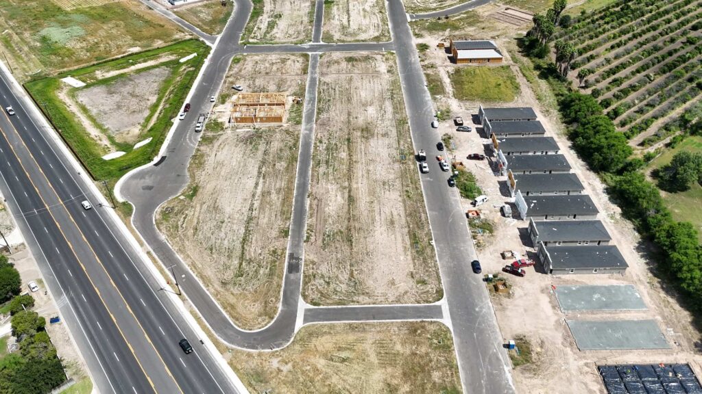aerial view of land in the heights at alamo in alamo, tx
