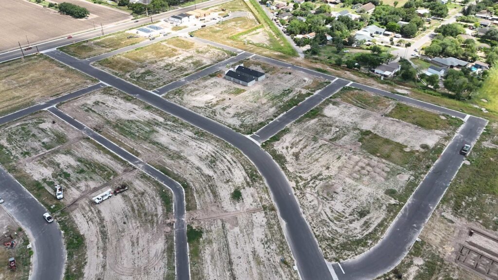 aerial view of land in the heights at alamo in alamo, tx