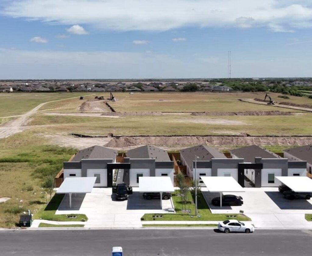 Aerial view of homes in the El Dorado Subdivision in Edinburg, Texas