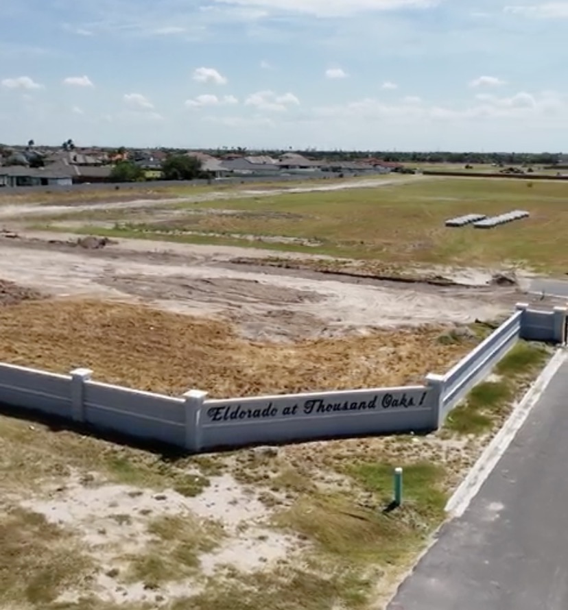 Aerial view of empty land for El Dorado Subdivision in Edinburg, Texas