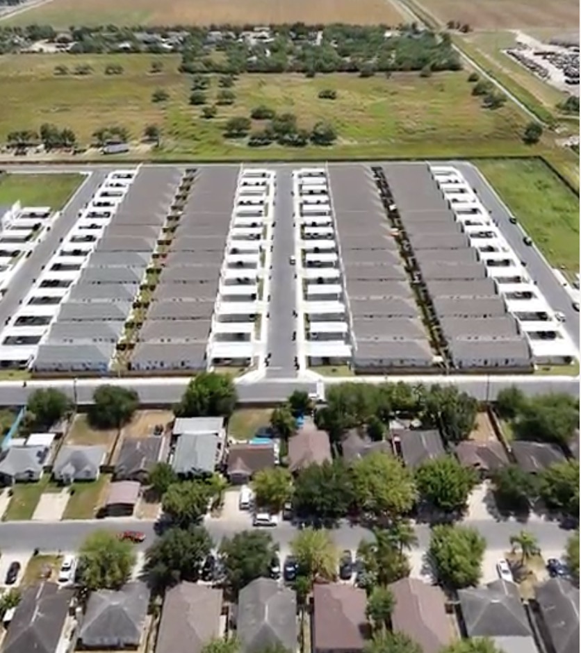 aerial view of fourplex in verona subdivision, weslaco, tx