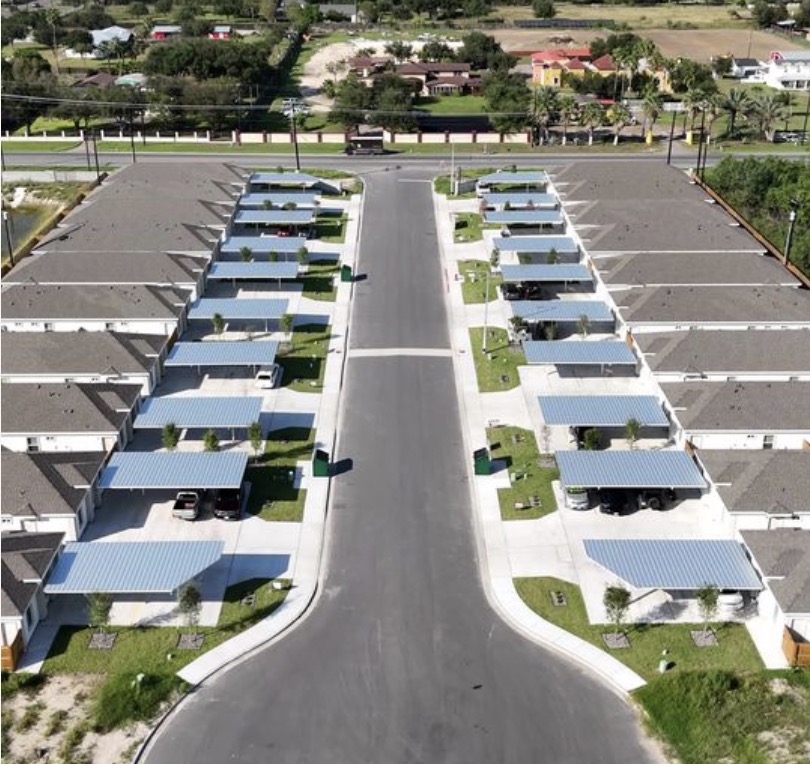 aerial view of fourplexes in vida subdivision edinburg, tx
