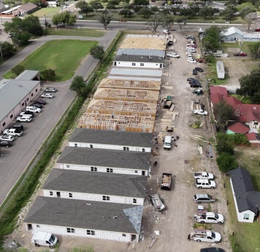 aerial view of homes under construction in the palmira development in alamo, tx