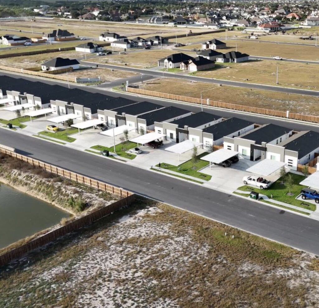 Aerial view of homes in the El Dorado Subdivision in Edinburg, Texas