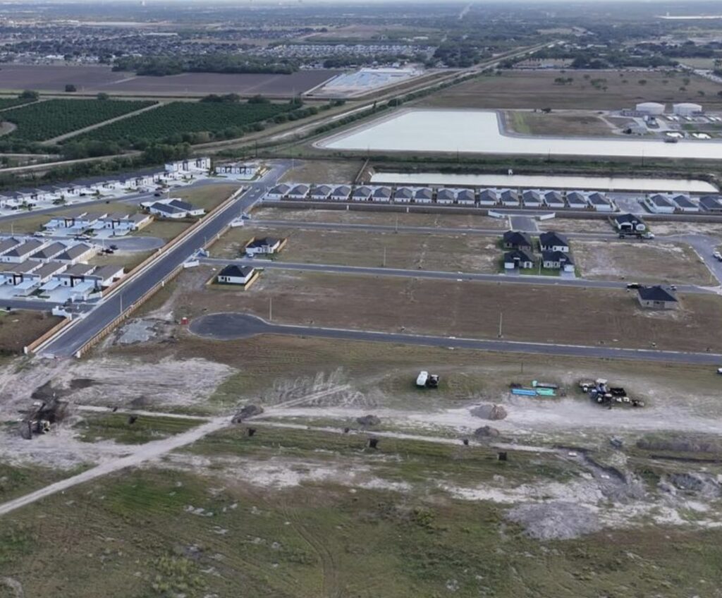 Aerial view of homes in the El Dorado Subdivision in Edinburg, Texas