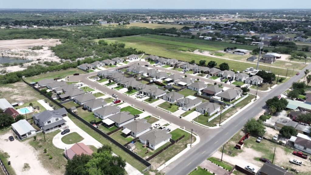 Aerial view of homes in the Comarex Subdivision in Alton, Texas