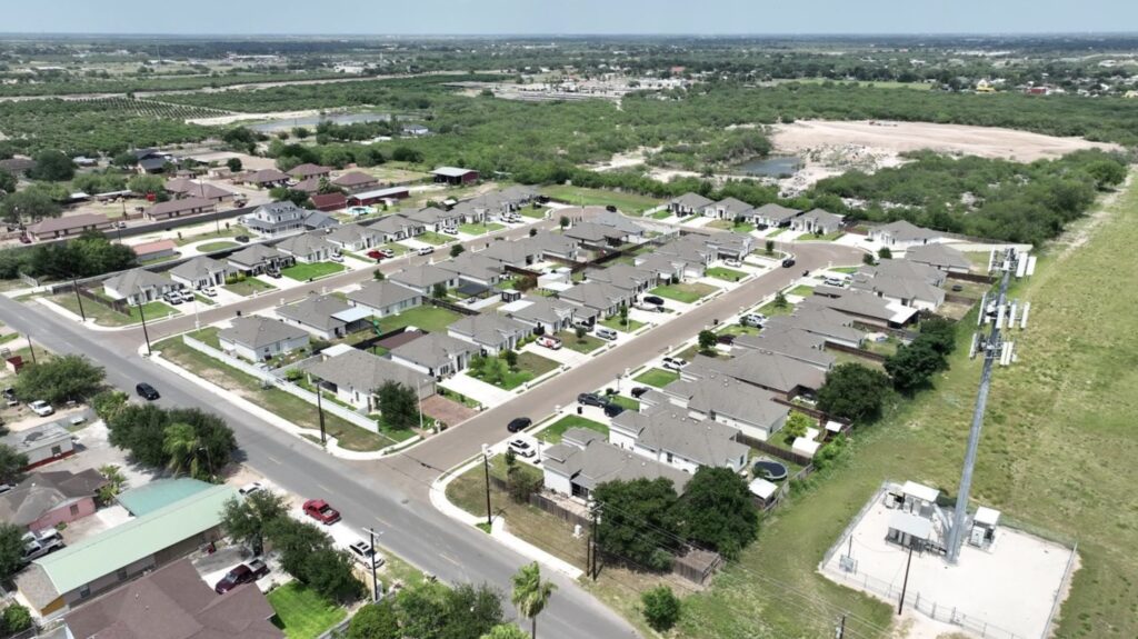 Aerial view of homes in the Comarex Subdivision in Alton, Texas