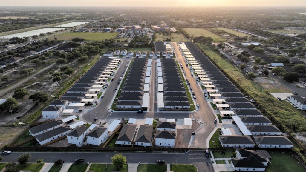 aerial view of homes in sugar mills subdivision in edinbur, near utrgv